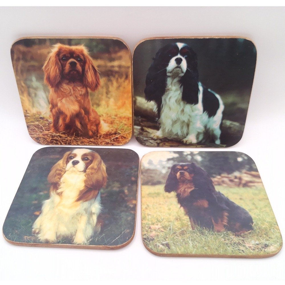 Pimpernel De Luxe Coasters Set of 4 Spaniels Made in England VTG